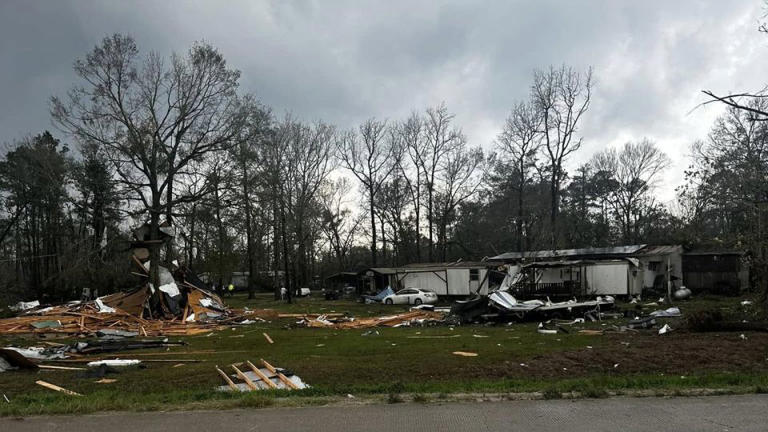 Four people have been killed in a storm system that spawned tornadoes in the southern United States, as the threat of severe weather moves east.